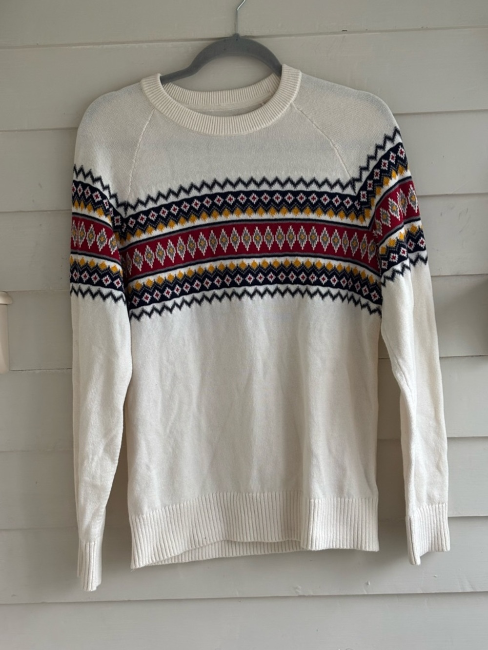 GAP Men’s Cream Fair Isle Crewneck Sweater Size Small